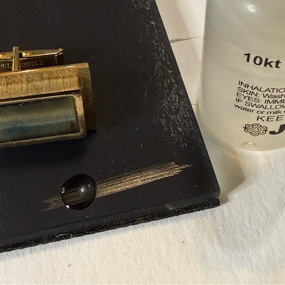 Vintage Tiger’s Eye Cufflinks Cat’s Eye Brushed Finish 10KT GP Tested Unsigned - Picture 8 of 8